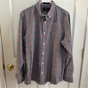 NORDSTROM MENS SHOP Non Iron Checked Button Down 100% Cotton Size Large Regular